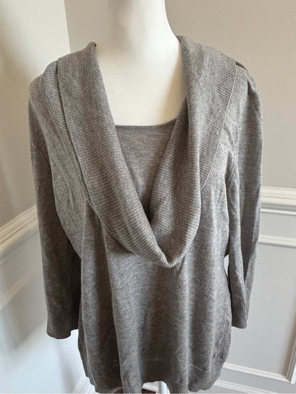 Talbots Heather Gray Cowl Neck Sweater